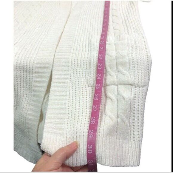Ivory Chenille Knit Open Front Long Cardigan - Picture 8 of 10